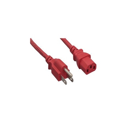 Cable Wholesale Computer / Monitor Power Cord, Red, NEMA 5-15P to C13, 18AWG, 10 Amp, 4 foot 10W1-01204RD